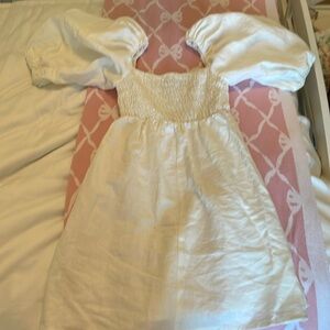 Tuckernuk white linen puff sleeves dress |size XS|